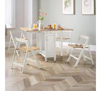 Savoy Gateleg Extending Dining Set - 4 Seater - 35cm-120cm - 4 Chairs - White and Natural
