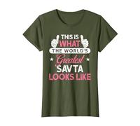 SAVTA Design: World's Greatest SAVTA T-Shirt, Women, Olive Green, Medium