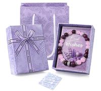 SAVTON Graduation Gifts for Women with Gift Box/Gift Bag/Greeting Card/Scented Slice, Crystal Stretch Bead Bracelets for Women, Congratulations Gift for Her Inspirational, One Size, Stone, no gemstone