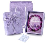 SAVTON Graduation Gifts for Women with Gift Box/Gift Bag/Greeting Card/Scented Slice, Crystal Stretch Bead Bracelets for Women, Congratulations Gift for Her Inspirational, One Size, Stone, no gemstone