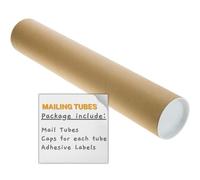 SAVUK Mailing Tubes with Plastic Caps Shipping Cardboard Blueprints Artwork Poster Kraft Extra Heavy-Duty Thickness Posters, Art Prints Multipurpose Documents Storing (1 Pack) 2x18 inch