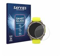 Savvies 3 Pack Tempered Glass Film compatible with Garmin Fenix 8 Solar (47 mm) 9H Screen Protector, Glass-Foil, HD-Clear, Armor Protection Film