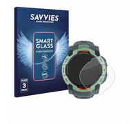 Savvies 3 Pack Tempered Glass Film compatible with Garmin Instinct 3 AMOLED/Solar (45 mm) 9H Screen Protector, HD-Clear, Bubble-Free, Anti-Scratch