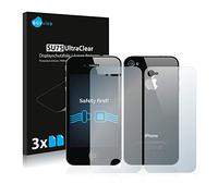 Savvies 6 Pack Screen Protector compatible with Apple iPhone 4S (Front+Back) Protection Film Clear