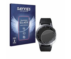 Savvies Armoured Glass compatible with Samsung Galaxy Watch (46 mm) (3 Pack) Tempered Glass Screen Protector [Shockproof, 9H Ultra Hard]