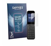 Savvies Glass Film compatible with HMD 2660 Flip 4G | 3 Pack Clear Screen Protection Made in Germany Glass-Film 9H Scratch Resistant High Clarity Hybrid Glass
