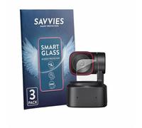 Savvies Glass Film compatible with OBSBOT Tiny 2 Lite | 3 Pack Clear Screen Protection Made in Germany Glass-Film 9H Scratch Resistant High Clarity Hybrid Glass