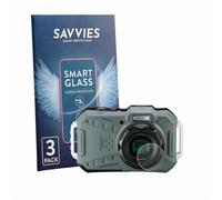 Savvies Glass Film compatible with Ricoh Pentax WG-1000 | (Lens) 3 Pack Clear Screen Protection Made in Germany Glass-Film 9H Scratch Resistant High Clarity Hybrid Glass