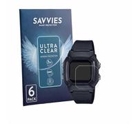 Savvies Protection Film compatible with Casio Unisex W-800H-1BVES | 6 Pack Clear Screen Protection Made in Germany Anti-Scratch Transparent Foil