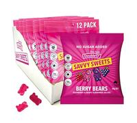 SAVVY Sweets Berry Bears - Great Tasting Prebiotic, Low Sugar Gummy Bears, High in Fibre, Vegan, Gluten-Free, 12-Pack