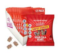 SAVVY Sweets Sour Cola Gummy Bears - Low Sugar, High Fibre, All Natural, Prebiotic | Vegan, Gluten-Free | 75 Calories | 12-Pack