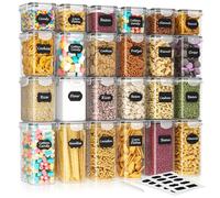SavvyStor 24 PCS Food Storage Containers, Kitchen Storage, 33.6L BPA Free Pantry Organizers and Storage Plastic Leak-Proof Canisters for Cereal Dry Food, Flour and Sugar Includes 24 Labels & 1 Marker