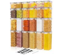 SavvyStor 24 PCS Food Storage Containers, Kitchen Storage, 42L BPA Free Pantry Organizers and Storage Plastic Leak-Proof Canisters for Cereal Dry Food, Flour and Sugar Includes 24 Labels & 1 Marker