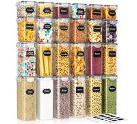 SavvyStor 24 PCS Food Storage Containers, Kitchen Storage, 42L BPA Free Pantry Organizers and Storage Plastic Leak-Proof Canisters for Cereal Dry Food, Flour and Sugar Includes 24 Labels