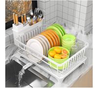 SavvyStor Dish Drainer Rack, Dish Drainer for Kitchen, Kitchen Dish Rack Dish Drying Rack, White