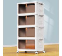 SavvyStor Storage Boxes with Lid - 4-Tier Plastic Storage Drawers, Stackable Boxes, Organiser for Bedroom Living Room
