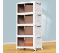 SavvyStor Storage Boxes with Lid - Storage Boxes with 1 Lid 23L, 4-Tier Plastic Storage Box with Lid, Plastic Storage Drawers, Stackable Storage Boxes,Storage Organiser for Bedroom Living Room
