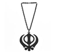 SAVY Khanda Pendant (Black/Brown) | Rear View MIRRIOR Hanging TAG | FINE Punjabi Art and DÉCOR, Plastic