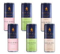 Savyll Alcohol Free Cocktail Variety Pack - Bellini, Mojito & Paloma Flavour Drinks, Ready to Drink Mocktails