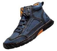 Saw Behind Men's Comfort Hiking Work Boots Wide Toe Box Barefoot Orthopedic Snow Boots for Men Supportive Arch Shoes (Blue,12)