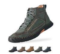 Saw Behind - Sawbehind Mens Boots Men's Comfortable Handmade Leather Boot, Waterproof,Arch Support, for Hiking (Green,44)