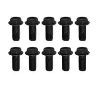 Saw Blade Screw Set M6 M7 Machine Left Hand Thread Hex Flange Carbon Steel Galvanized for Cutting Gadget and M8 Black 10 Pieces Accessories(7mm)