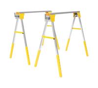Saw Horse, Folding Saw Horses Twin Pack, Heavy Duty Work Bench Work Trestle Height Adjustable, 1200kg Capacity Per Pair, for Warehouse Factory Workspace Garage Courtyard (Yellow+Silver)