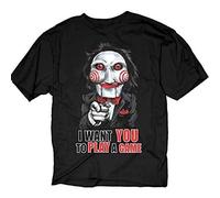Saw Jigsaw Billy Puppet I Want You to Play a Game Black Mens T-Shirt Size L