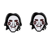 Saw Jigsaw Billy The Puppet Mask Hello I Wanna Play a Game Classic Horror Film Movie Stud Earrings Ear Rings Cute Kawaii Cosplay