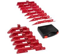 Saw Setup Blocks Woodworking Height Gauge Set - Aluminum Alloy Precision Measuring Tool Kit for Table Saw, Router, Miter Saw, Red Anodized Setup Bars (14-piece Set + Plastic Box + Cardboard Box)