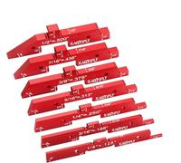 Saw Setup Blocks Woodworking Height Gauge Set - Aluminum Alloy Precision Measuring Tool Kit for Table Saw, Router, Miter Saw, Red Anodized Setup Bars (7-piece Set + Envelope + Cardboard Box)