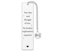 Saw This and Thought of You Bookmark Gift, No Further Explanation Required Metal Bookmark with Pinky Promise Charm, Just Because Keepsake for Friend Partner