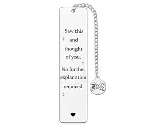 Saw This and Thought of You Bookmark Gift, No Further Explanation Required Metal Bookmark with Pinky Promise Charm, Just Because Keepsake for Friend Partner