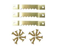 Saw Tooth Hangers Brass Picture Hanging Fixing Screw in Double Hole Hanger Hooks with Screws for Art Photo Canvas Wall Mounting Pack of 10 (63MM)