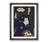 Sawamura Tossho A Samurai Turned Outlaw By Toyohara Kunichika Asian Japanese Framed Wall Art Print, Ready to Hang Picture for Living Room Bedroom Home Office Décor, Walnut A3 (34 x 46 cm)
