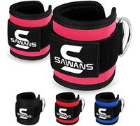 SAWANS Ankle Straps for Cable Machine Attachments Gym Ankle Cuffs with Neoprene Padding Adjustable Glute Kickback Workouts Booty Hip Abductors Leg Curls Exercise for Men and Women (Pink 2Pcs)