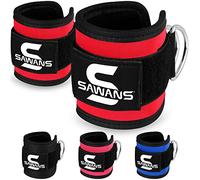 SAWANS Ankle Straps for Cable Machine Attachments Gym Ankle Cuffs with Neoprene Padding Adjustable Glute Kickback Workouts Booty Hip Abductors Leg Curls Exercise for Men and Women (Red 2Pcs)