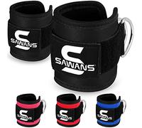SAWANS Ankle Straps for Cable Machine Attachments Gym Ankle Cuffs with Neoprene Padding Adjustable Glute Kickback Workouts Booty Hip Abductors Leg Curls Exercise for Men and Women (Black 2Pcs)