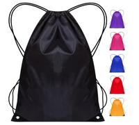 SAWANS Drawstring Bags Gym Swimming School Sports Bag Unisex 1PCS Trainer String Bag Sack Backpack PE Bags for Women Men Children Travel Beach Kids Boys Girls Outdoor Shopping (Black 1pc)