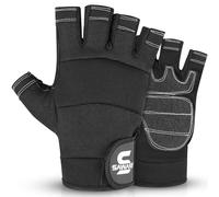 SAWANS Fingerless Working Gloves for Men Performance Heavy Duty Half-Finger Work Gloves Mechanic Anti Slip Safety Gloves for Work Warehouse Training Dexterity Carpenters Rigger Gloves (Black, S)