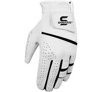 SAWANS Golf Glove Men's Durable Premium Leather Left Hand Right All Weather Grip Golfer Gloves Non Slip Flexible Golfing (White, L, Left)