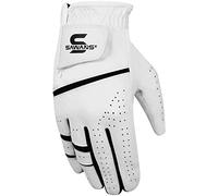 SAWANS Golf Glove Men's Durable Premium Leather Left Hand Right All Weather Grip Golfer Gloves Non Slip Flexible Golfing (White, XL, Right)