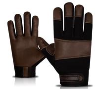 SAWANS Leather Gardening Gloves Working for Women and Men Thorn Proof Flexible Heavy Duty Rigger Mechanic Utility Dexterity Breathable Builder Construction Gloves (Brown, XL)