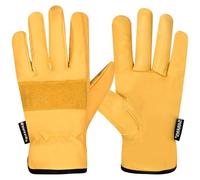 SAWANS Leather Working Gardening Gloves for Men Women Thorn Proof Comfortable Breathable Multi-Purpose Work Gloves Protective Garden Gloves Heavy Duty Utility Gripper (Yellow, M)