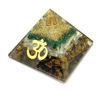 Sawcart Multistone Orgone Crystal Pyramid Malachite Selenite Tiger Eye with Om Symbol Reiki Healing Chakra Balancing Aura Cleansing Energy Generator Yoga Meditation Size: 60-70 MM