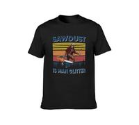 Sawdust is Man Glitter Cool Chainsaw Bigfoot Retro Mens T-Shirt Casual Cotton Unisex Tees Tops T-Shirt Black XL