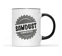 Sawdust is Man Glitter Mug - Funny Woodwork Carpenter Novelty Gift Men Coffee Cup Birthday Present Ideas 11oz Ceramic Heavy Duty Handle Dishwasher Microwave Safe (Black Handle Prime)
