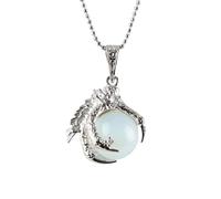 SAWEEZ Crystal Necklaces For Women, Dragon Claw Stone Pendant Necklace Reiki 7 Chakra Nacklace Adjustable Ball Chain Gemstone Necklace Lucky Jewelry Gift For Women Men,Opal