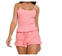 SAWEEZ Women Pyjamas Set Sexy Sleeveless Cami Tops and Shorts with Ruffle Scoop Neck Camisole Short Pjs for Women Sets Loungewear Sleepwear S-Xxl,Pink,S