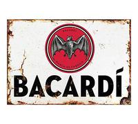 Sawfish® Bacardi Rum Kitchen Wall Decor Metal Sign Retro Vintage Wall Tin Plaque 10x15cm 20x15cm 20x30cm 30x40cm 40x60cm for Pub Shed Bar Office Man Cave Home Bedroom Dining Room Kitchen